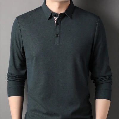 Pavasario ir rudens vyriški megztiniai atvartai, tvirti languoti marškinėliai ilgomis rankovėmis, polo apačia, madingi laisvalaikio šventinių suknelių viršūnės