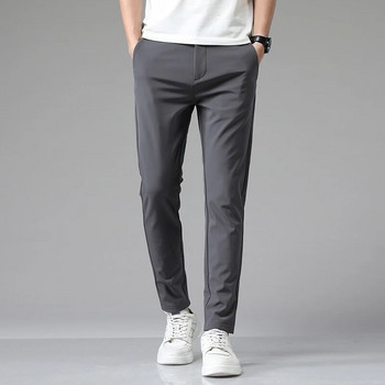Летни мъжки ежедневни панталони Тънки бизнес разтегливи джоггери с еластична талия Корейски класически син черен сив марков панталон Мъжки