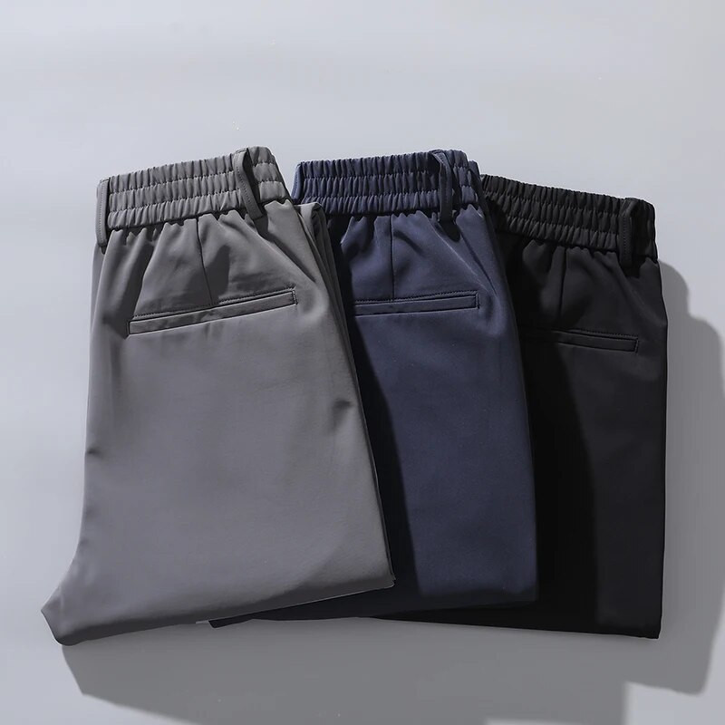 Pantaloni casual de vară pentru bărbați, subțiri, elastici, cu talie elastică, Jogger coreean clasic, albastru, negru, gri, pantaloni de marcă pentru bărbați