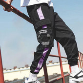 Pantaloni de jogging Pantaloni cargo Culoare contrastantă Multi buzunare Legați la glezne Îmbrăcăminte de stradă largi Bărbați Talie elastică pentru jogging