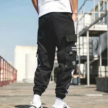 Joggers Cargo Παντελόνι Αντίθεσης Χρώμα με πολλές τσέπες Δεμένο στον αστράγαλο Loose Streetwear Ανδρική ελαστική μέση για τζόκινγκ