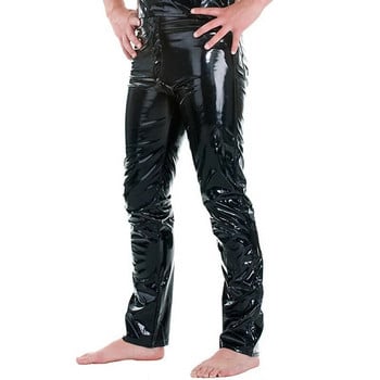 Ανδρικό παντελόνι Latex Shiny Wet Look Δερμάτινο παντελόνι PU Μόδα στενό παντελόνι για Club Stage Show Rock Band Performance