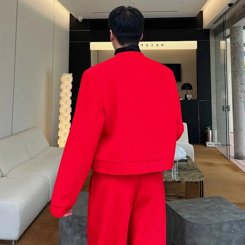 LUZHEN 2024 kevadmood Elegantne ühevärviline lahtine lühike bleiserjakk Meeste trendikas luksuslik Korea vabaaja ülerõivad Uus Ce9395