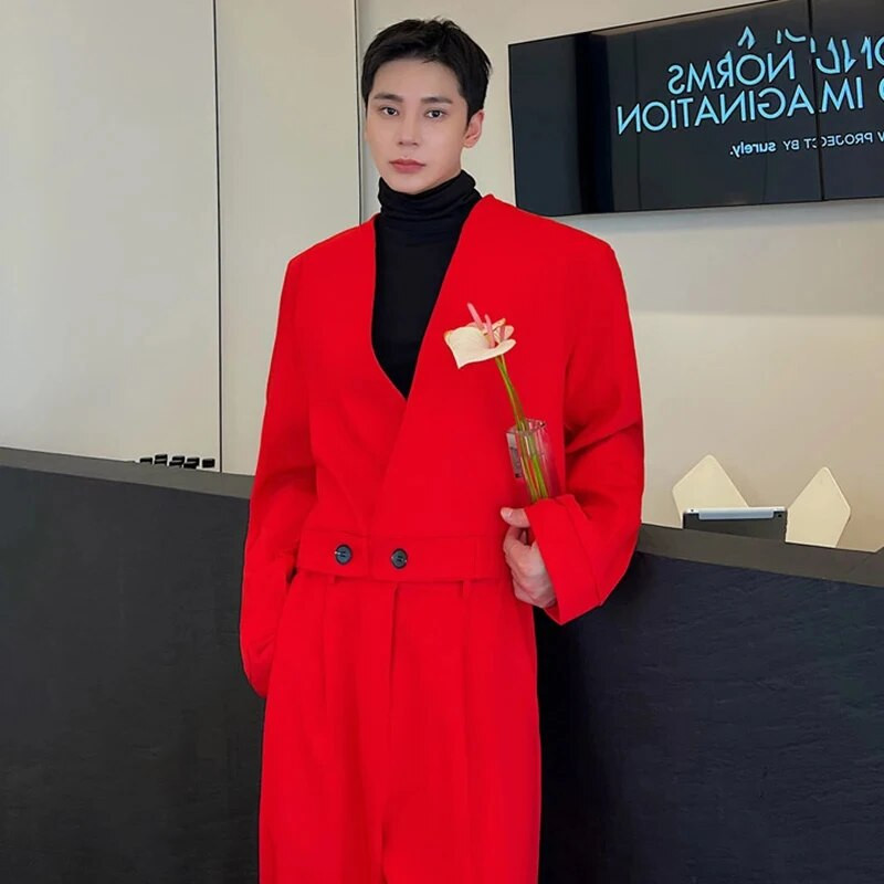 LUZHEN 2024 kevadmood Elegantne ühevärviline lahtine lühike bleiserjakk Meeste trendikas luksuslik Korea vabaaja ülerõivad Uus Ce9395