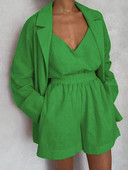 Dámsky elegantný 3-dielny set z roku 2023, módny voľný čierny kardigan, šortky, trojdielny set pre ženy v streetwear štýle