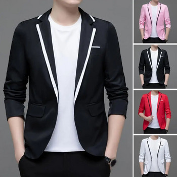 Slim Fit Men Blazer Color Block Μονό κουμπί Άνοιξη φθινόπωρο Ανδρικά casual κοστούμια Jacket Weddings Groom Blazer Coat