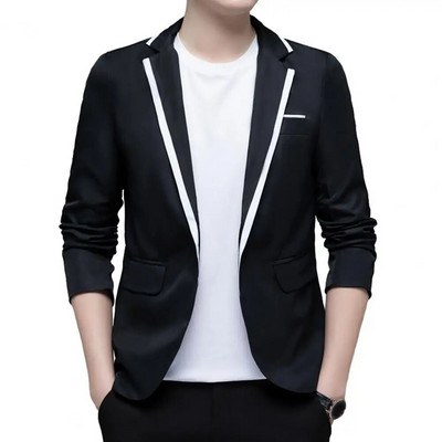 Blazer Slim Fit pentru bărbați, bloc de culoare, cu un singur buton, primăvară, toamnă, costume casual, jachetă, nunți, haină pentru mire