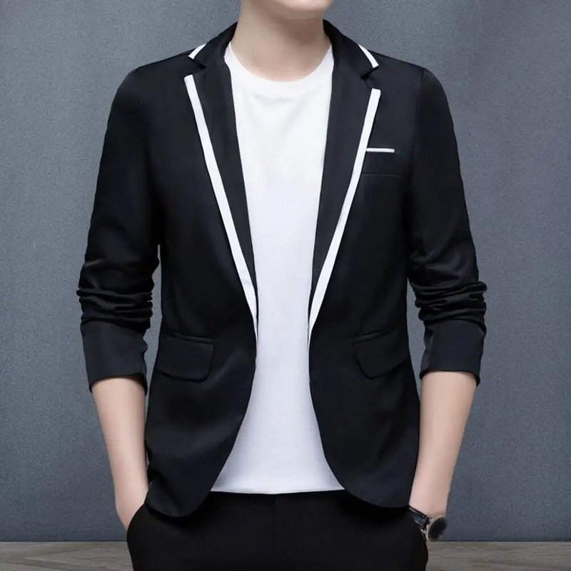 Slim Fit Vyriškas švarkas Spalvotas Blokas Vieno mygtuko Pavasario Rudens Vyriški laisvalaikio kostiumai Striukė Vestuvės Jaunikio švarkas