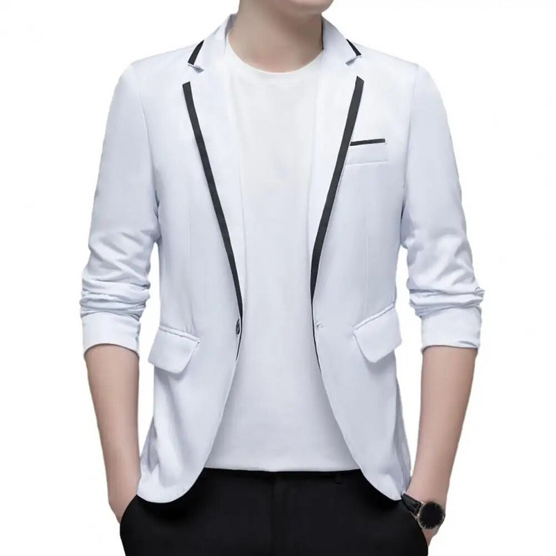 Slim Fit Vyriškas švarkas Spalvotas Blokas Vieno mygtuko Pavasario Rudens Vyriški laisvalaikio kostiumai Striukė Vestuvės Jaunikio švarkas