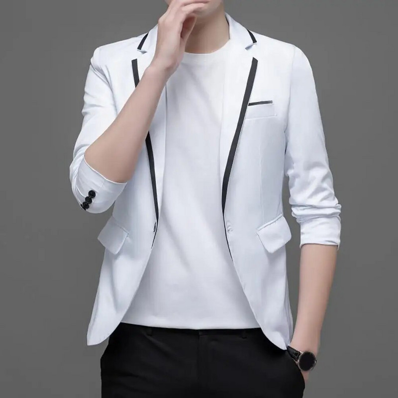 Slim Fit Vyriškas švarkas Spalvotas Blokas Vieno mygtuko Pavasario Rudens Vyriški laisvalaikio kostiumai Striukė Vestuvės Jaunikio švarkas