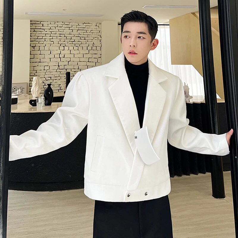 IEFB Vyriški švarkai madingi stori rudens korėjietiško stiliaus universalūs kostiumai, paltai, vienspalviai nišos dizainas 2023 m. tendencija 9C3371