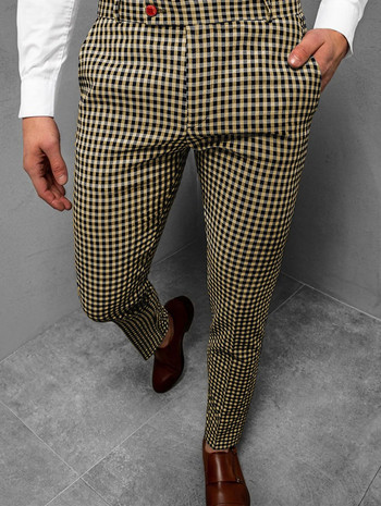 Мъжки панталони с 3D карирани раирани джентълменски бизнес социални панталони за мъже Удобни еластични панталони за ежедневно носене Нова гореща разпродажба
