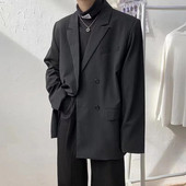 Jachete de costum pentru bărbați cu imprimeu în dungi 2022, largi, ocazional, la tendință, haine de stradă, sacouri, îmbrăcăminte occidentală ocazională supradimensionată, M-3XL