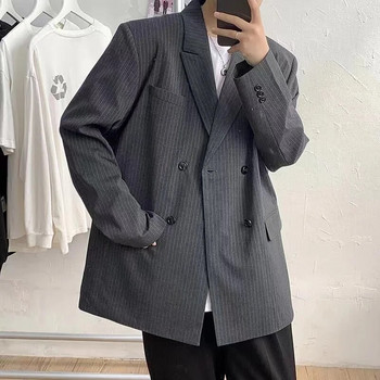 2022 Ανδρικά κοστούμια με ριγέ εκτύπωση Σακάκια Loose casual trend παλτό Streetwear Blazers Oversized Casual Western Clothes M-3XL