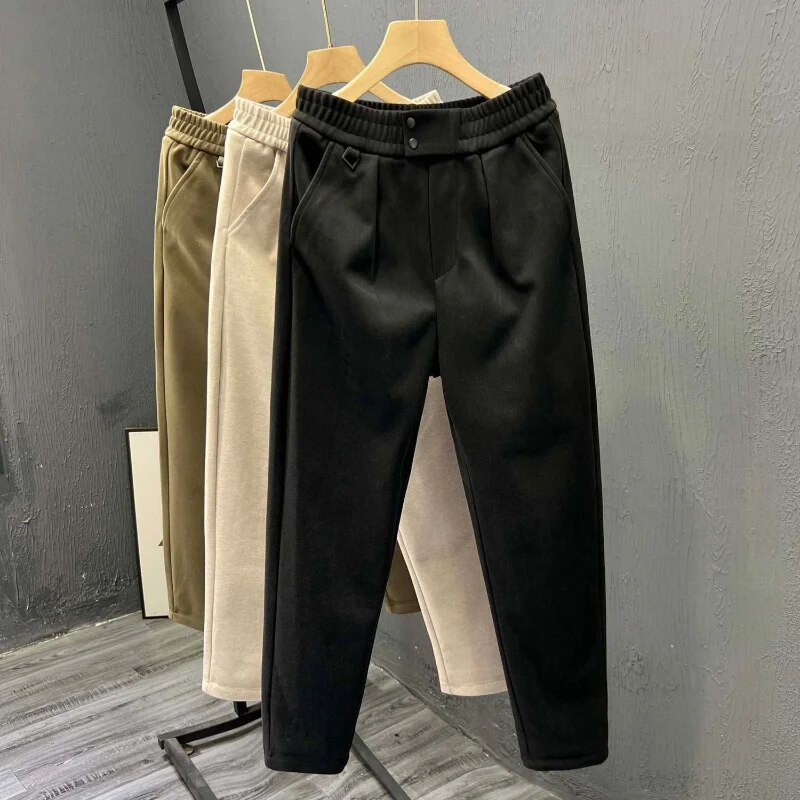 Rudens ir žiemos gražios mados laisvalaikio kelnės Paprastos mados vyriškos elastinės juosmens Mažos pėdos, plonos, tinkančios vyriškos kelnės