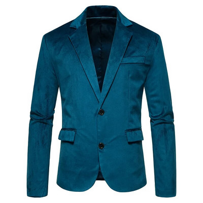 Blazer de catifea verde pentru bărbați Jachetă de costum din catifea cu rever crestat Jachete smoking cu doi nasturi pentru bărbați, nuntă, bal, petrecere, cină, costum masculin
