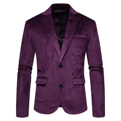 Blazer de catifea verde pentru bărbați Jachetă de costum din catifea cu rever crestat Jachete smoking cu doi nasturi pentru bărbați, nuntă, bal, petrecere, cină, costum masculin