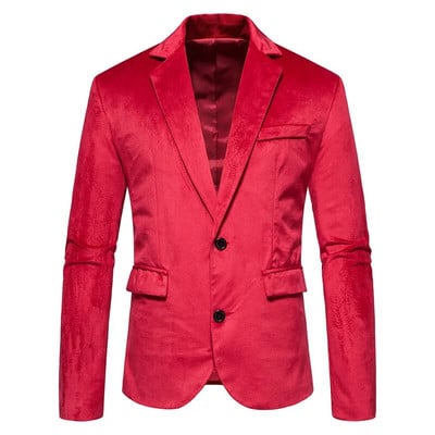 Blazer de catifea verde pentru bărbați Jachetă de costum din catifea cu rever crestat Jachete smoking cu doi nasturi pentru bărbați, nuntă, bal, petrecere, cină, costum masculin