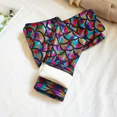 Rudens žiemos blizgios metalinės vilnos plius storos kelnės mergaitėms šiltos antblauzdžiai vaikiškos plonos kelnės Sidabrinės auksinės vaikiškos kelnės