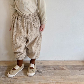 Нови детски плюшени панталони за есен зима 2023 за момичета Ежедневни флорални панталони за момчета Дебели топли панталони за деца Бебешко облекло