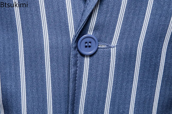 Νέο ανδρικό κοστούμι casual μεγάλου μεγέθους 2024 Μόδα μπουφάν μπλε ρίγες με δύο κουμπιά Business Blazers για πάρτι Ανδρικά επίσημα μπουφάν