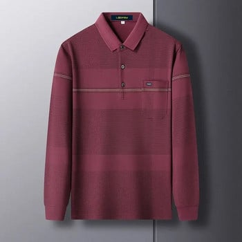 Пролетен и есенен мъжки пуловер с ревери с контрастни джобове и копчета, тениска с поло долнище Ежедневни официални горнища в английски стил