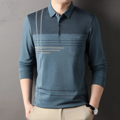 Pavasario ir rudens vyriški megztiniai su juostele, kontrastingi kišeniniai marškinėliai su apatiniu kampu, laisvalaikio angliško stiliaus oficialios viršutinės dalies