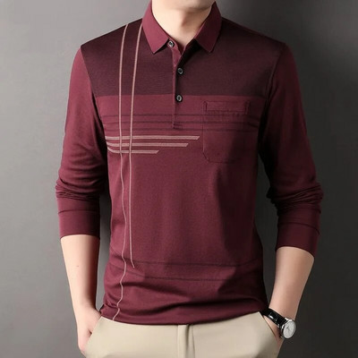 Pavasario ir rudens vyriški megztiniai su juostele, kontrastingi kišeniniai marškinėliai su apatiniu kampu, laisvalaikio angliško stiliaus oficialios viršutinės dalies