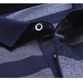 Ανοιξιάτικο και φθινόπωρο ανδρικό πουλόβερ πόλο με ρυθμιζόμενο κουμπί αντίθεσης Μακρυμάνικο μπλουζάκι Polo Bottom Fashion Casual επίσημα μπλουζάκια