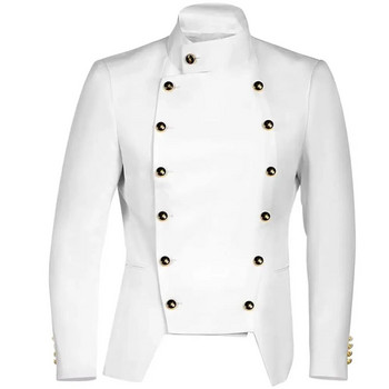 Мъжко стимпънк черно бяло яке Ретро ретро палто Готически военен блейзър Викториански костюм за изпълнение