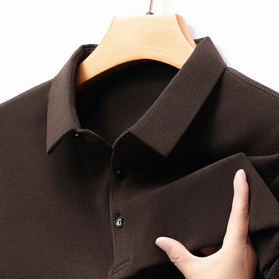 Tricou cu mânecă lungă, confortabil, cu gât polo, nou, pentru bărbați. Cămașă POLO versatil, de culoare solidă