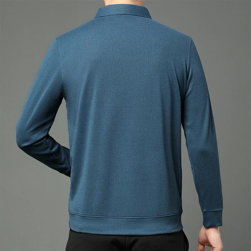 Tricou cu mânecă lungă, confortabil, cu gât polo, nou, pentru bărbați. Cămașă POLO versatil, de culoare solidă