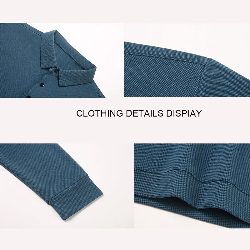 Tricou cu mânecă lungă, confortabil, cu gât polo, nou, pentru bărbați. Cămașă POLO versatil, de culoare solidă