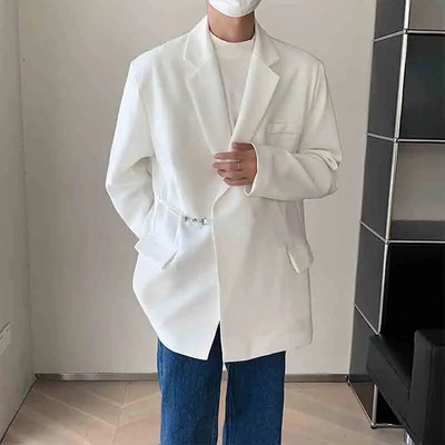 Pánske elegantné sako s kovovou prackou, voľné ramenné vypchávky, univerzálne, jar 2024, nové, trendy, WA3780