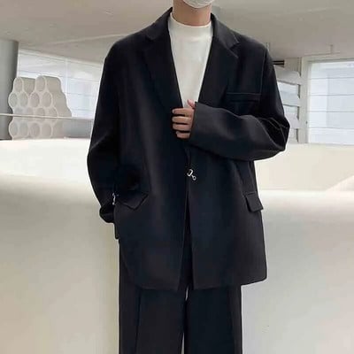 Pánske elegantné sako s kovovou prackou, voľné ramenné vypchávky, univerzálne, jar 2024, nové, trendy, WA3780