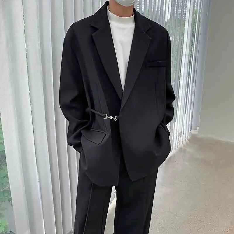 Pánske elegantné sako s kovovou prackou, voľné ramenné vypchávky, univerzálne, jar 2024, nové, trendy, WA3780
