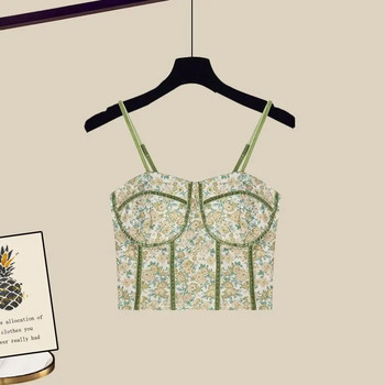 Лято 2023 г. Нова голяма дамска риза с фрагментирана каишка на цветя Къси панталони с висока талия Комплект дамски къси панталони от три части Женско облекло