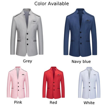 Επίσημο σακάκι ανδρικού κοστούμι με γιακά επαγγελματικό παλτό με κουμπιά εργασίας Λευκό/Γκρι/Ροζ/Κόκκινο/Μπλε