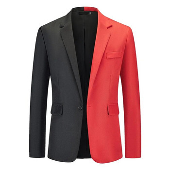 Есен 2023 Нов преливащ цвят Костюм Палто Черно и бяло Double Fit Business Casual Suit Яке Мъжко сватбено палто за младоженеца
