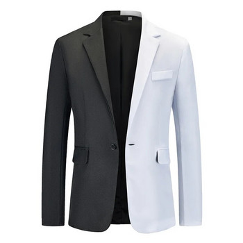 Есен 2023 Нов преливащ цвят Костюм Палто Черно и бяло Double Fit Business Casual Suit Яке Мъжко сватбено палто за младоженеца