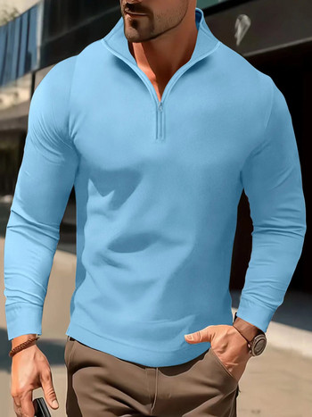 2024 Пролет и лято Нова памучна поло риза Мъжки бизнес ежедневни бродирани ревери Дишаща риза с дълги ръкави Мъжки