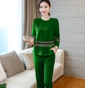 Jarné nové dámske oblečenie 2023 s dlhým rukávom, ležérne teplákové súpravy, elegantné matky, módne, s výstrihom do O, štíhle kancelárske dámske dvojdielne súpravy W21