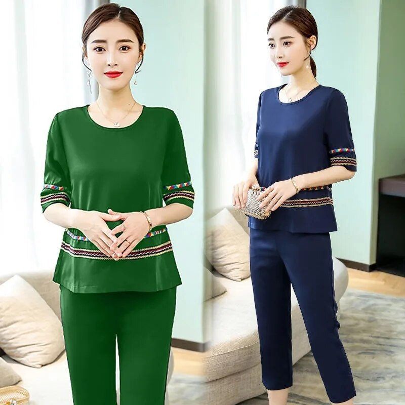 Jarné nové dámske oblečenie 2023 s dlhým rukávom, ležérne teplákové súpravy, elegantné matky, módne, s výstrihom do O, štíhle kancelárske dámske dvojdielne súpravy W21