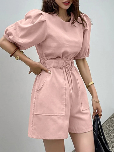 Ležérne nafúknuté topy s krátkym rukávom, outfity ZANZEA, dámske 2-dielne zladené súpravy, módne elastické pásové šortky, súpravy, ležérne leto 2023, obleky