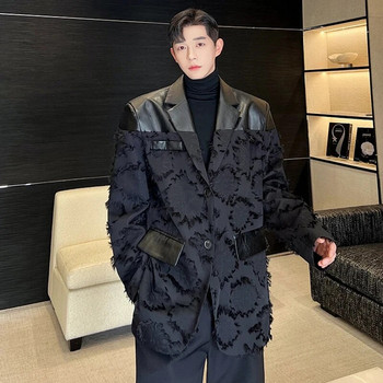LUZHEN 2024 Κορεάτικη μόδα, Κομψό Δερμάτινο Σχέδιο με τραχιές άκρες, Casual Blazer Μπουφάν Ανδρικό Μοντέρνο παλτό υψηλής ποιότητας 4b82e6