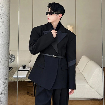 LUZHEN 2024 Пролет, нов корейски стил, дизайн на яка, елегантен, красив костюм, яке, мъжко модно палто с декорация на колан 63f53e