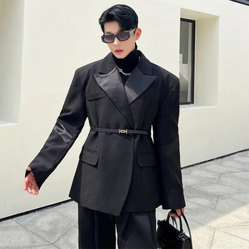 LUZHEN 2024 Пролет, нов корейски стил, дизайн на яка, елегантен, красив костюм, яке, мъжко модно палто с декорация на колан 63f53e