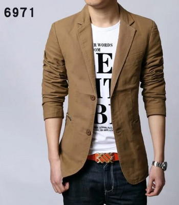 Ανδρικά blazer Casual Slim Fit Blazer Δερμάτινα συνονθύλευμα Κοστούμια Σακάκι Slim Fit Blazer Business Outwear Asia Size M-6XL