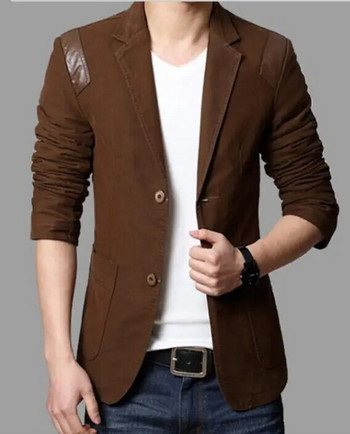 Ανδρικά blazer Casual Slim Fit Blazer Δερμάτινα συνονθύλευμα Κοστούμια Σακάκι Slim Fit Blazer Business Outwear Asia Size M-6XL
