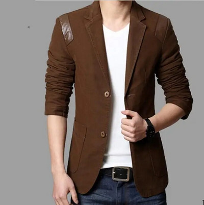 Pánske sako, ležérne, slim fit sako, kožené patchworkové obleky, sako, slim fit sako, biznis oblečenie, ázijské veľkosti M-6XL